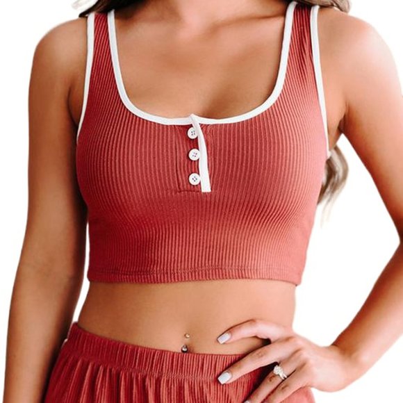 Restocked! Ribbed Crop Tank and High Waist Shorts Lounge Set - Picture 11 of 11